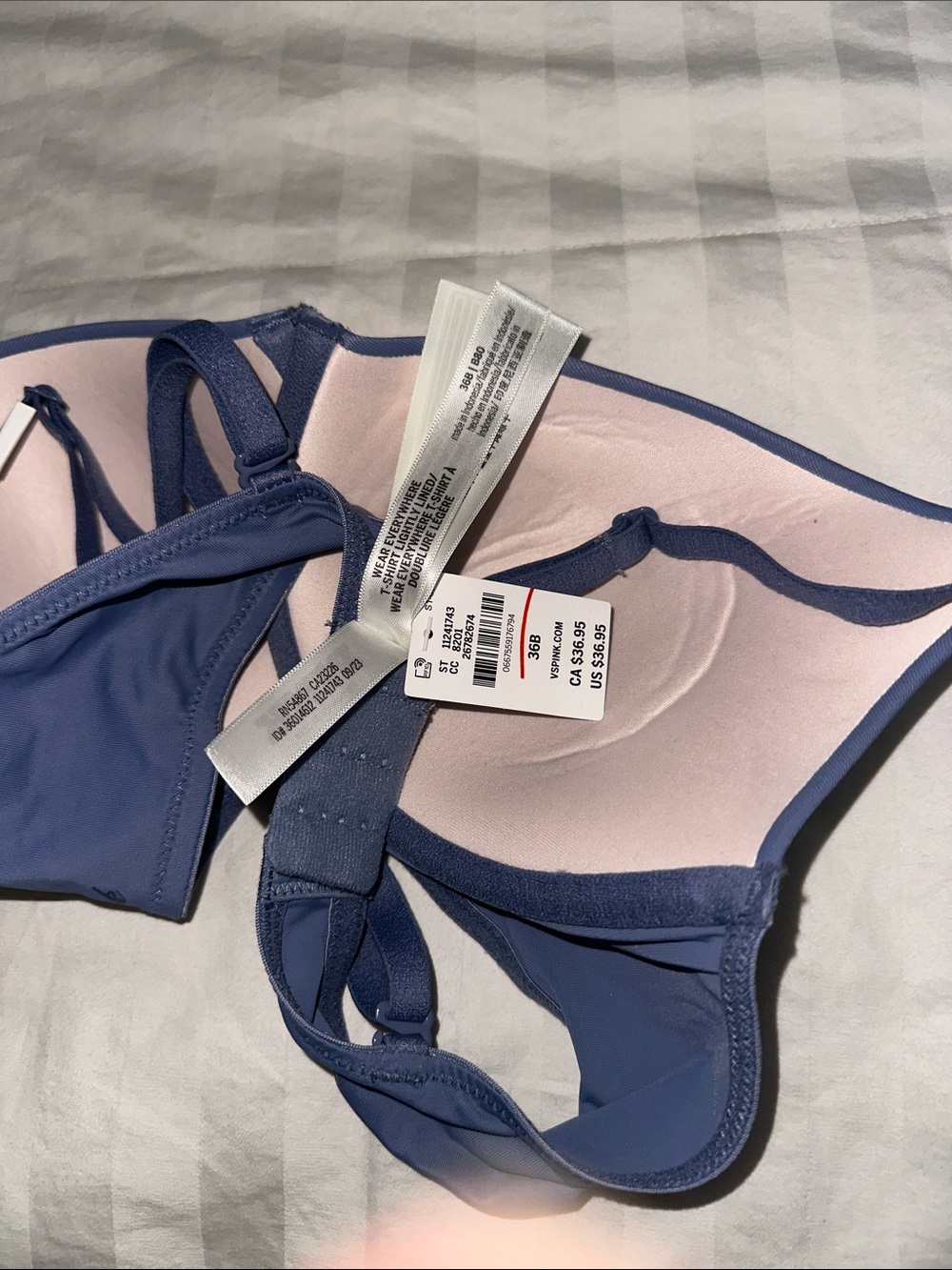 PINK Victoria's Secret Wear everywhere T-shirt lightly lined bra in Blue 36B - Picture 3 of 3
